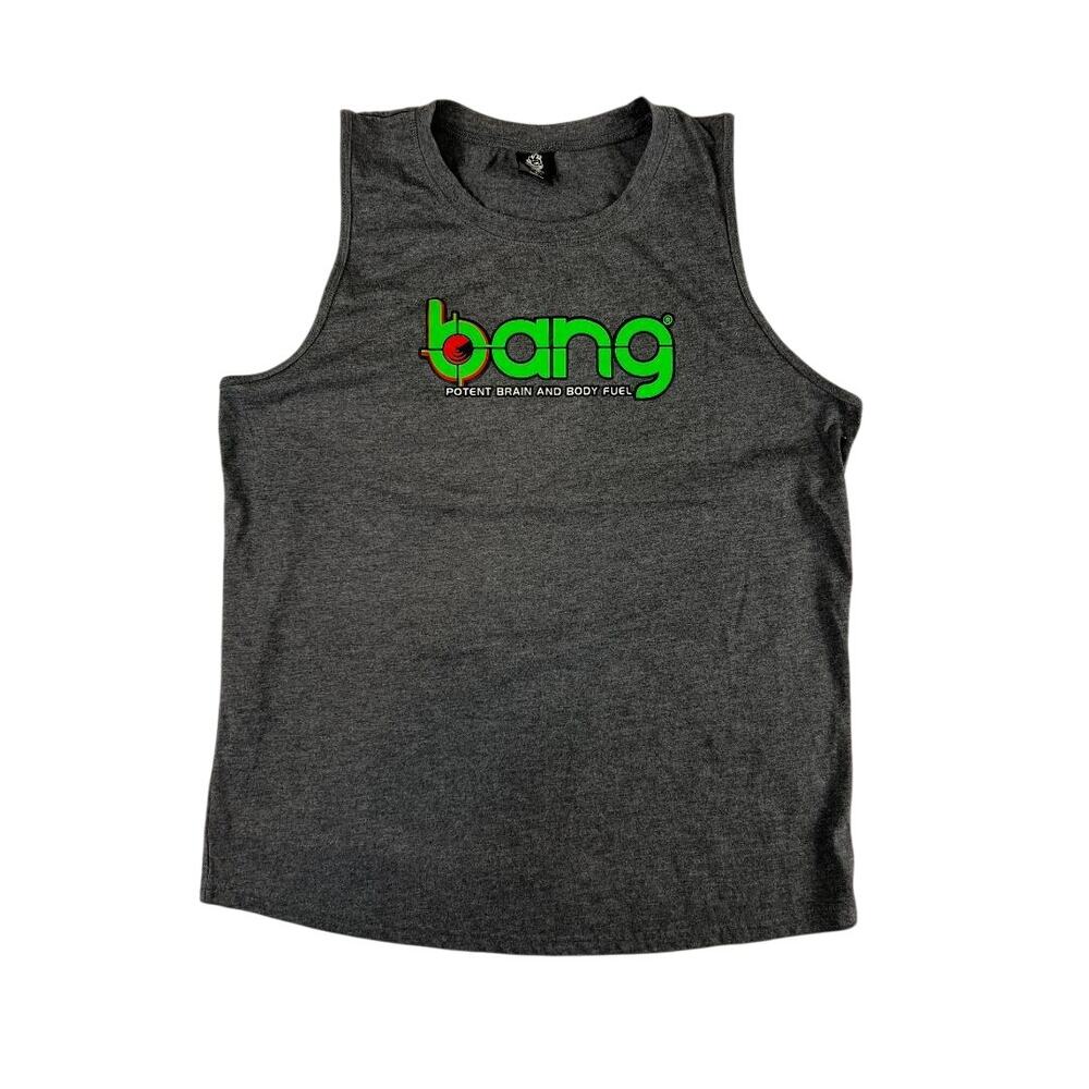 Bang Revolution Tank Top Large Gray Potent Brain Body Fuel Energy Drink Merch